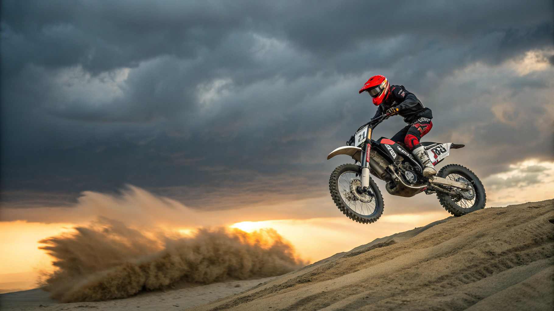 Motocross rider on an off-road dirt bike